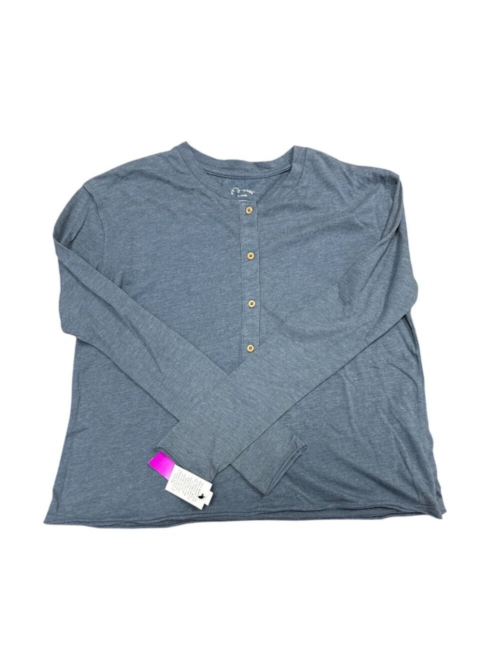 Art Class Girls Long Sleeve Henley Shirt XL (14/16) Gray With Wooden Buttons